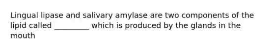 Lingual lipase and salivary amylase are two components of the lipid called _________ which is produced by the glands in the mouth