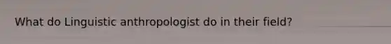 What do Linguistic anthropologist do in their field?