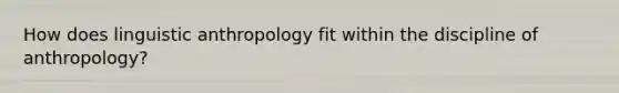 How does linguistic anthropology fit within the discipline of anthropology?