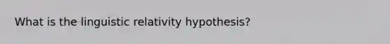 What is the linguistic relativity hypothesis?