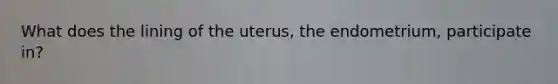 What does the lining of the uterus, the endometrium, participate in?