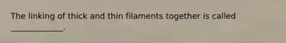 The linking of thick and thin filaments together is called _____________.