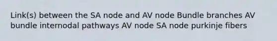 Link(s) between the SA node and AV node Bundle branches AV bundle internodal pathways AV node SA node purkinje fibers