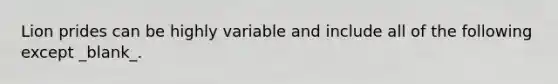 Lion prides can be highly variable and include all of the following except _blank​_.