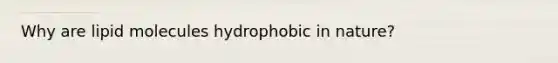 Why are lipid molecules hydrophobic in nature?