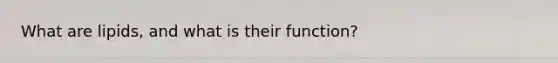 What are lipids, and what is their function?