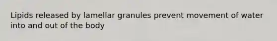 Lipids released by lamellar granules prevent movement of water into and out of the body