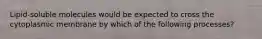 Lipid-soluble molecules would be expected to cross the cytoplasmic membrane by which of the following processes?