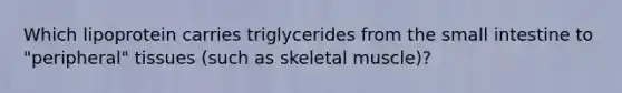 Which lipoprotein carries triglycerides from the small intestine to "peripheral" tissues (such as skeletal muscle)?