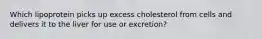 Which lipoprotein picks up excess cholesterol from cells and delivers it to the liver for use or excretion?