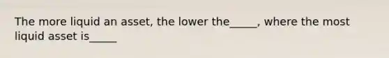 The more liquid an asset, the lower the_____, where the most liquid asset is_____