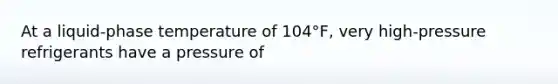 At a liquid-phase temperature of 104°F, very high-pressure refrigerants have a pressure of