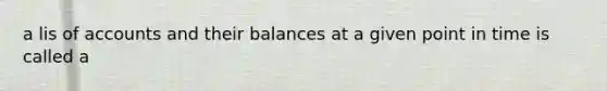 a lis of accounts and their balances at a given point in time is called a