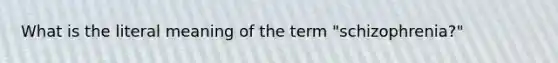 What is the literal meaning of the term "schizophrenia?"