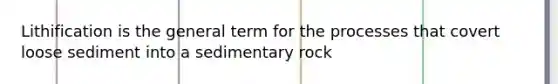 Lithification is the general term for the processes that covert loose sediment into a sedimentary rock