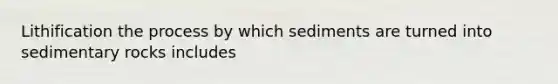 Lithification the process by which sediments are turned into sedimentary rocks includes