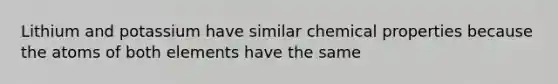 Lithium and potassium have similar chemical properties because the atoms of both elements have the same