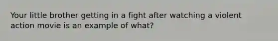 Your little brother getting in a fight after watching a violent action movie is an example of what?