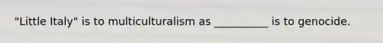 "Little Italy" is to multiculturalism as __________ is to genocide.