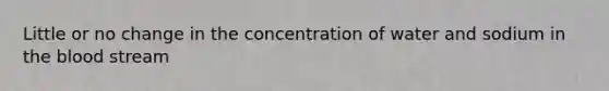 Little or no change in the concentration of water and sodium in <a href='https://www.questionai.com/knowledge/k7oXMfj7lk-the-blood' class='anchor-knowledge'>the blood</a> stream