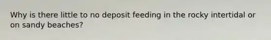 Why is there little to no deposit feeding in the rocky intertidal or on sandy beaches?