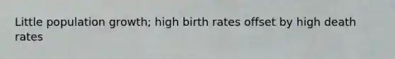 Little population growth; high birth rates offset by high death rates