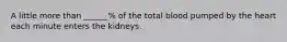 A little more than ______% of the total blood pumped by the heart each minute enters the kidneys.