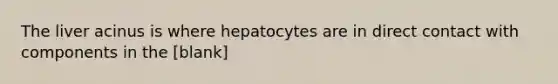 The liver acinus is where hepatocytes are in direct contact with components in the [blank]