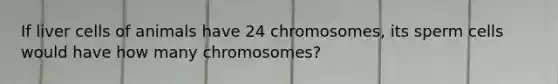 If liver cells of animals have 24 chromosomes, its sperm cells would have how many chromosomes?