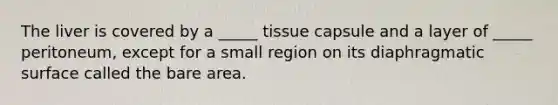 The liver is covered by a _____ tissue capsule and a layer of _____ peritoneum, except for a small region on its diaphragmatic surface called the bare area.