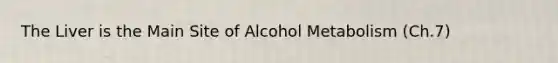 The Liver is the Main Site of Alcohol Metabolism (Ch.7)