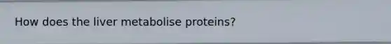 How does the liver metabolise proteins?