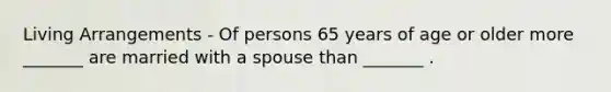 Living Arrangements - Of persons 65 years of age or older more _______ are married with a spouse than _______ .