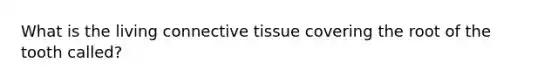 What is the living connective tissue covering the root of the tooth called?