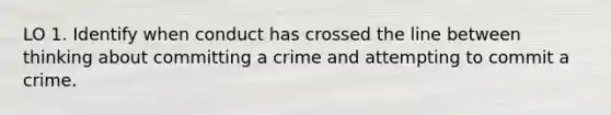 LO 1. Identify when conduct has crossed the line between thinking about committing a crime and attempting to commit a crime.