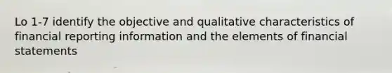 Lo 1-7 identify the objective and qualitative characteristics of financial reporting information and the elements of financial statements