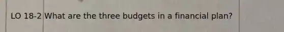 LO 18-2 What are the three budgets in a financial plan?