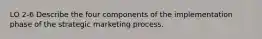 LO 2-6 Describe the four components of the implementation phase of the strategic marketing process.