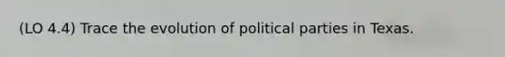 (LO 4.4) Trace the evolution of political parties in Texas.