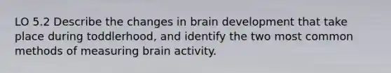 LO 5.2 Describe the changes in brain development that take place during toddlerhood, and identify the two most common methods of measuring brain activity.