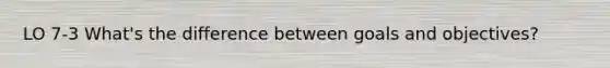 LO 7-3 What's the difference between goals and objectives?