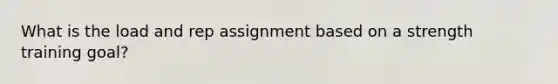 What is the load and rep assignment based on a strength training goal?