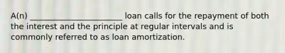 A(n) _______________________ loan calls for the repayment of both the interest and the principle at regular intervals and is commonly referred to as loan amortization.