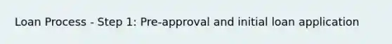 Loan Process - Step 1: Pre-approval and initial loan application