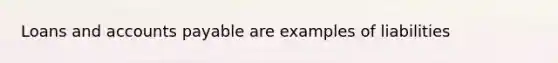 Loans and accounts payable are examples of liabilities