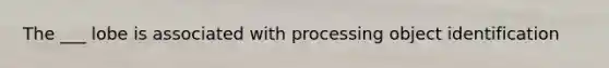 The ___ lobe is associated with processing object identification