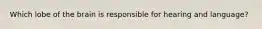 Which lobe of the brain is responsible for hearing and language?
