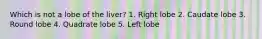 Which is not a lobe of the liver? 1. Right lobe 2. Caudate lobe 3. Round lobe 4. Quadrate lobe 5. Left lobe