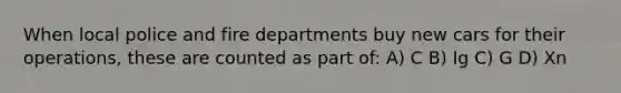 When local police and fire departments buy new cars for their operations, these are counted as part of: A) C B) Ig C) G D) Xn