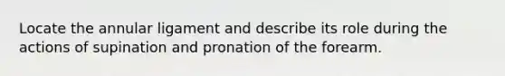 Locate the annular ligament and describe its role during the actions of supination and pronation of the forearm.